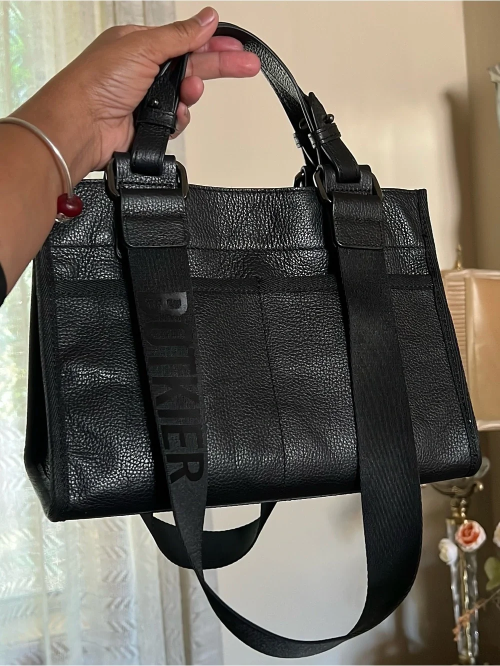 Botkier New York Women’s Black Leather Bedford Bite Size Structured Leather Tote